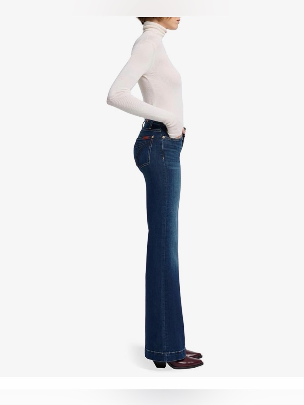 Seven 7 For All Mankind Dojo Flare Jeans Women's 26x34 Long Dark Wash - Picture 4 of 13